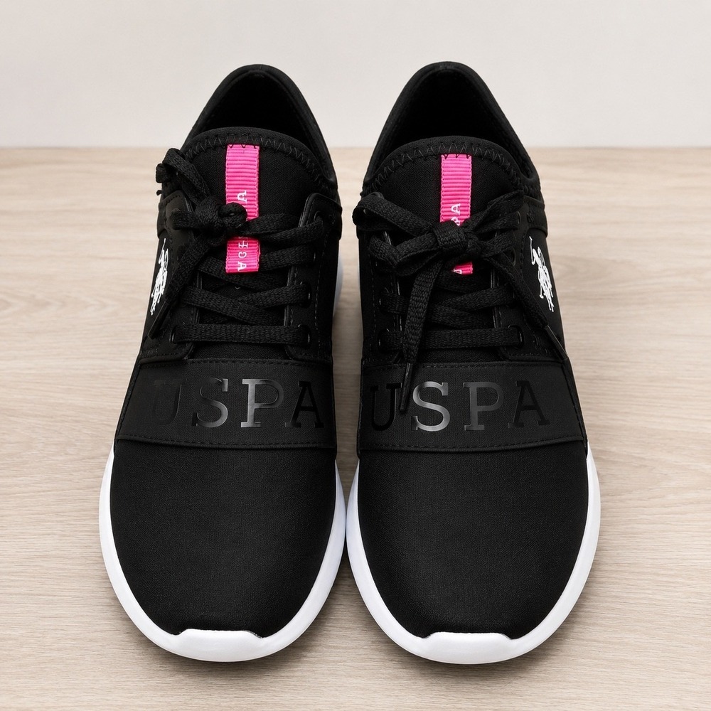U.S. Polo Assn Sneakers Kids 13C Black Pink Excellent Athletic Meter-L Logo